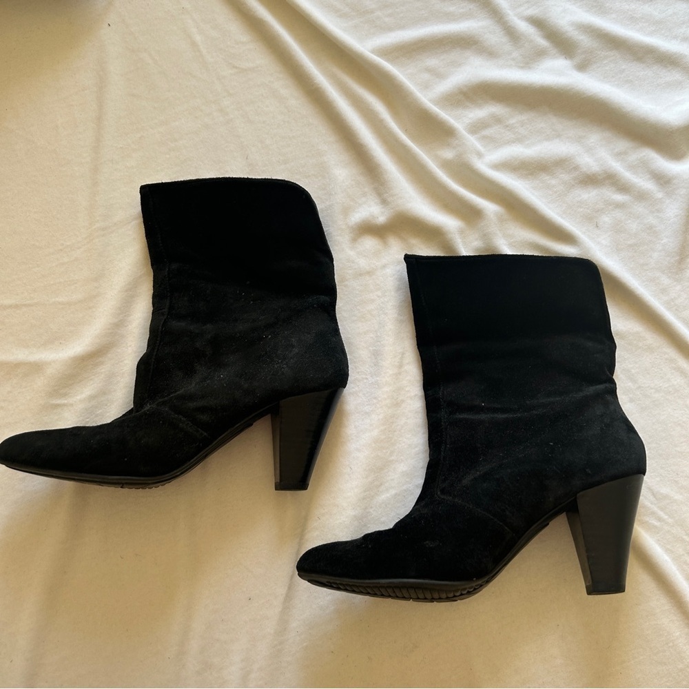 White Mt. Suede Ankle Boots Booties Women’s 7 Black Dressy Casual Party Fall